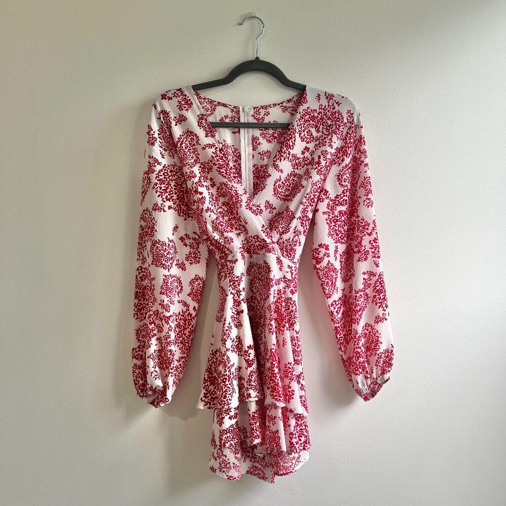 Floral print double ruffle romper